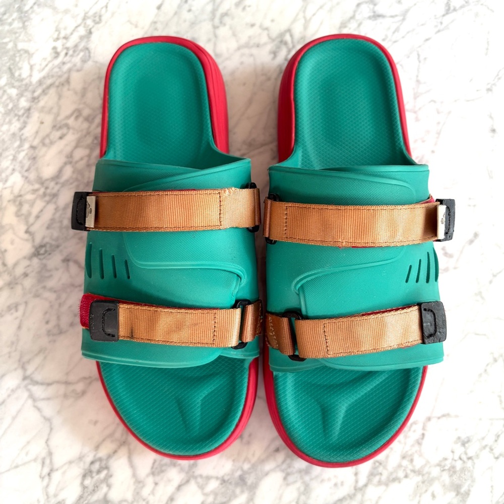 Suicoke Urich Slide Sandals Rubber Platform Adjustable Green Red Womens Size 11 - Picture 4 of 9